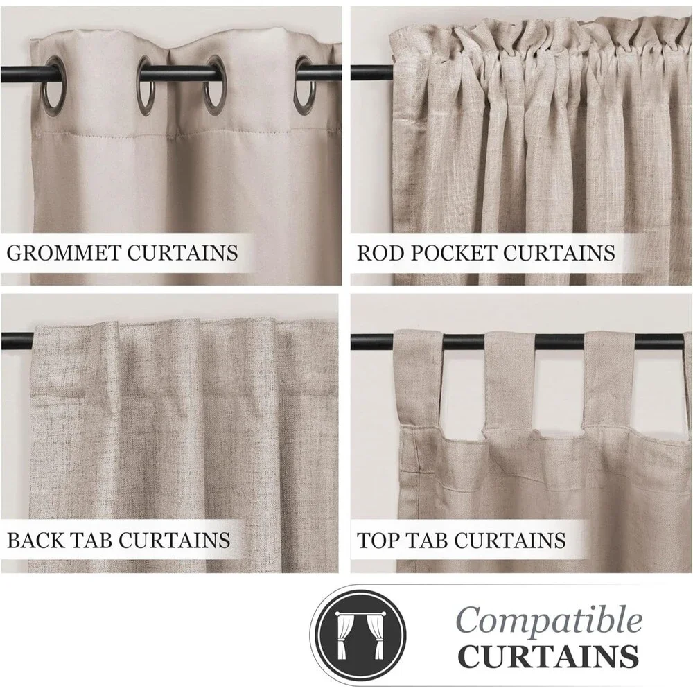 4-Pack Kenney Beckett Soft Square End Standard Decorative Window Curtain Rod,